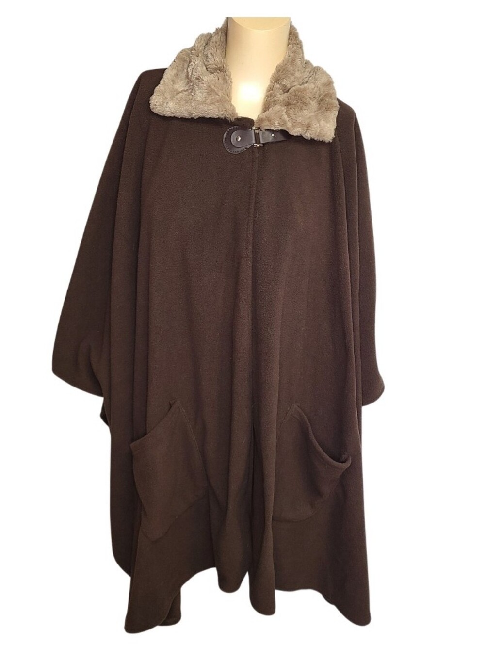 Le Moda Brown Fleece Faux Fur Trim
Toggle Cape Poncho One Size
